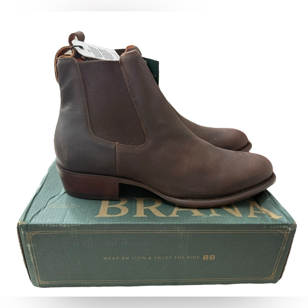 NIB Buck & Brana Men’s Paul Gamuza Leather Brown Ankle Boots in size 12